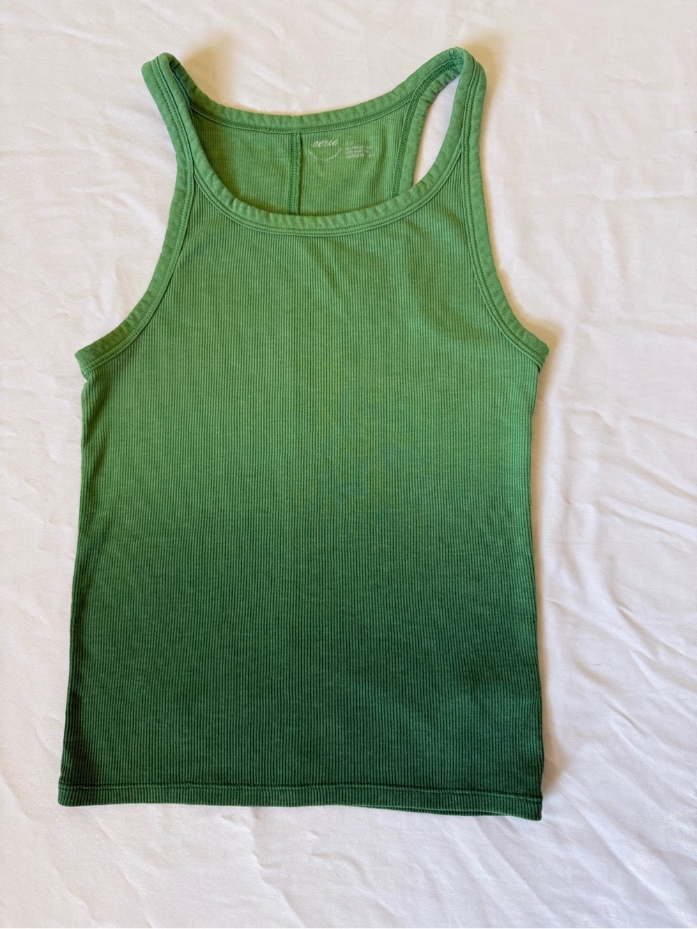 Aerie Green Ombre Ribbed Tank Top